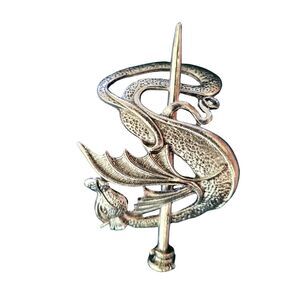 Decorative Viking Chinese Hair Slide Stick Dragon Hairpin Medieval Nordic Silver